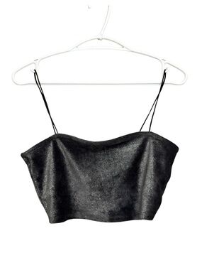 4/$20➡️ Garage Shimmering Black Velvet Cropped Camisole Top – Size Medium EUC